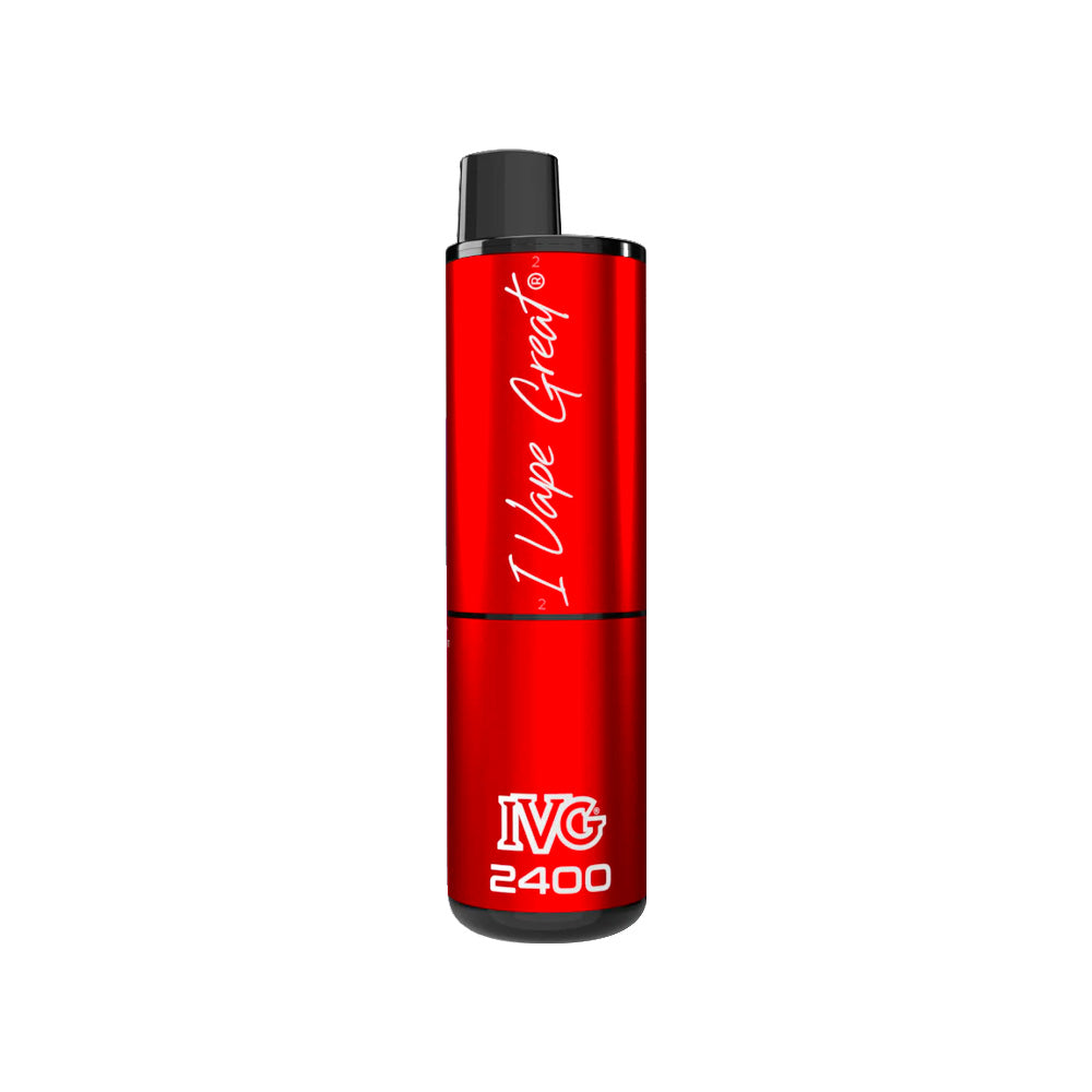 Red vape device with 'I Vape Great' and 'IVG 2400' branding on a white background