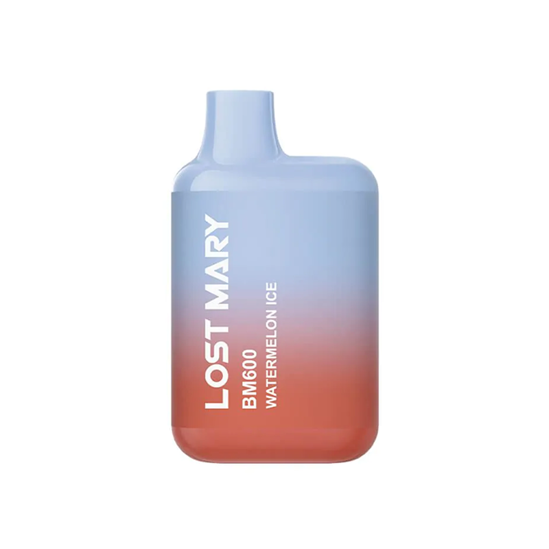 Gradient blue to red Lost Mary vape device on a white background