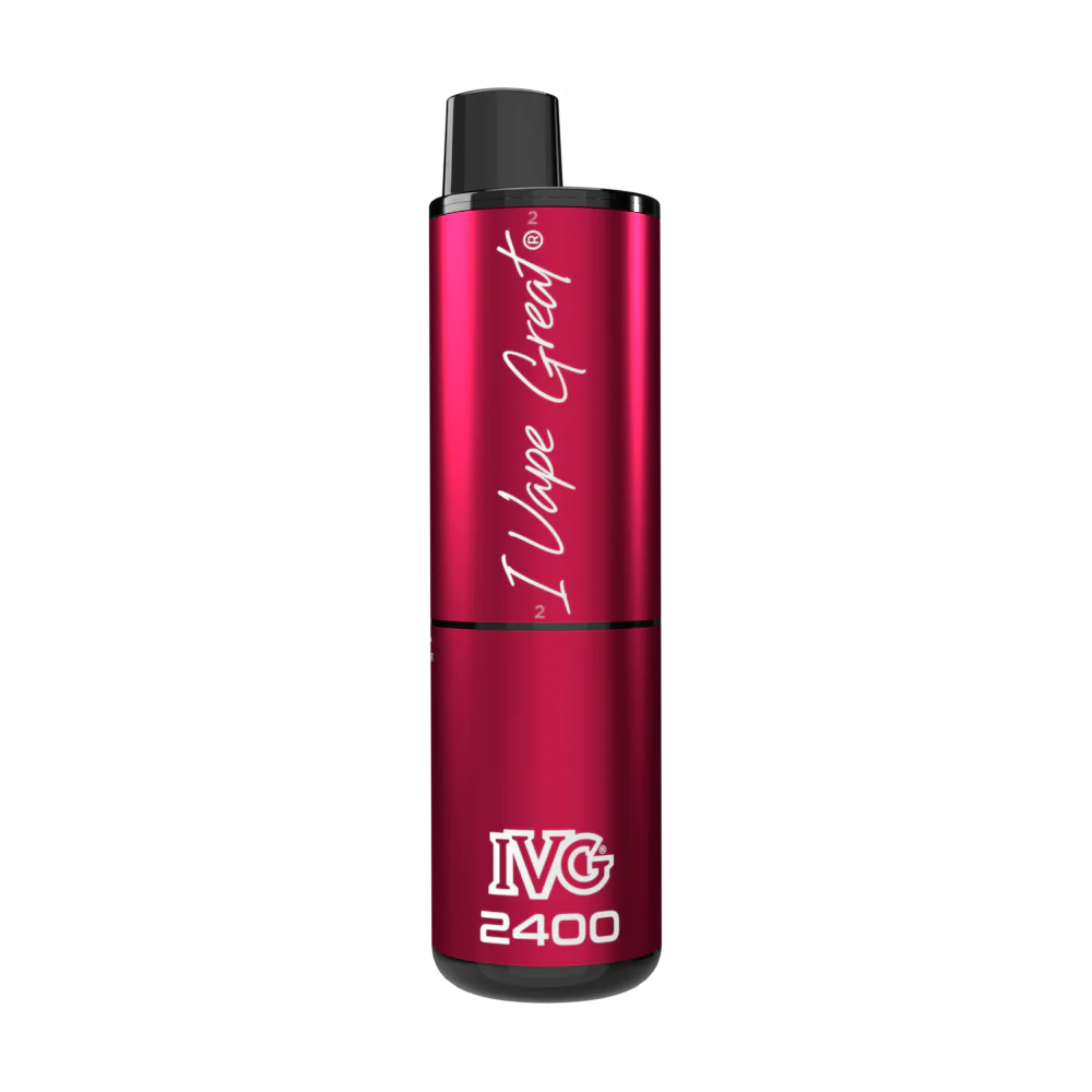 Red vape device with 'I Vape Great' and 'IVG 2400' branding on a white background