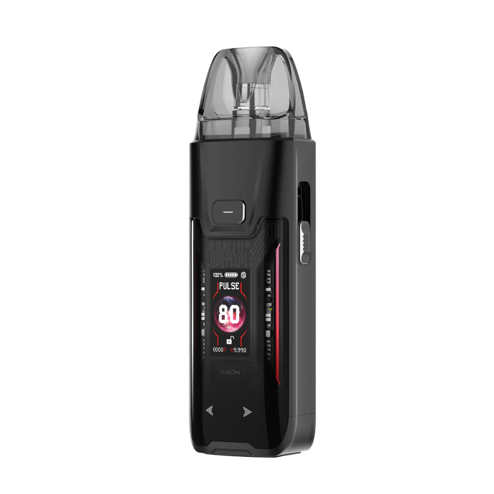 VAPORESSO LUXE XR MAX 2-BlackBlack electronic device with digital display on a white background