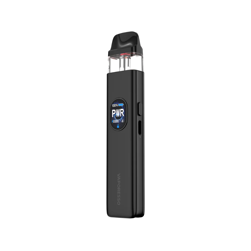 Vaporesso xros 5 Black vape device with power indicator on a white background