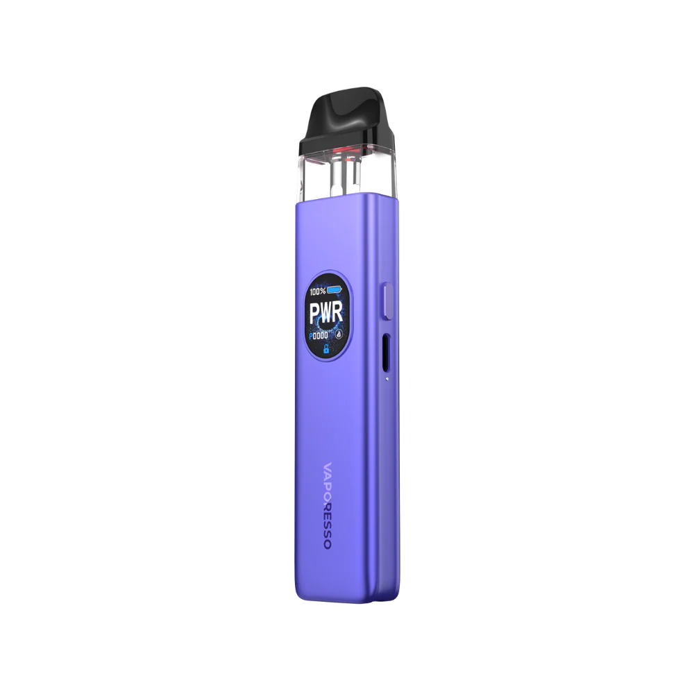 Vaporesso xros 5 Purple vape device with 'Vaporesso' branding on a white background