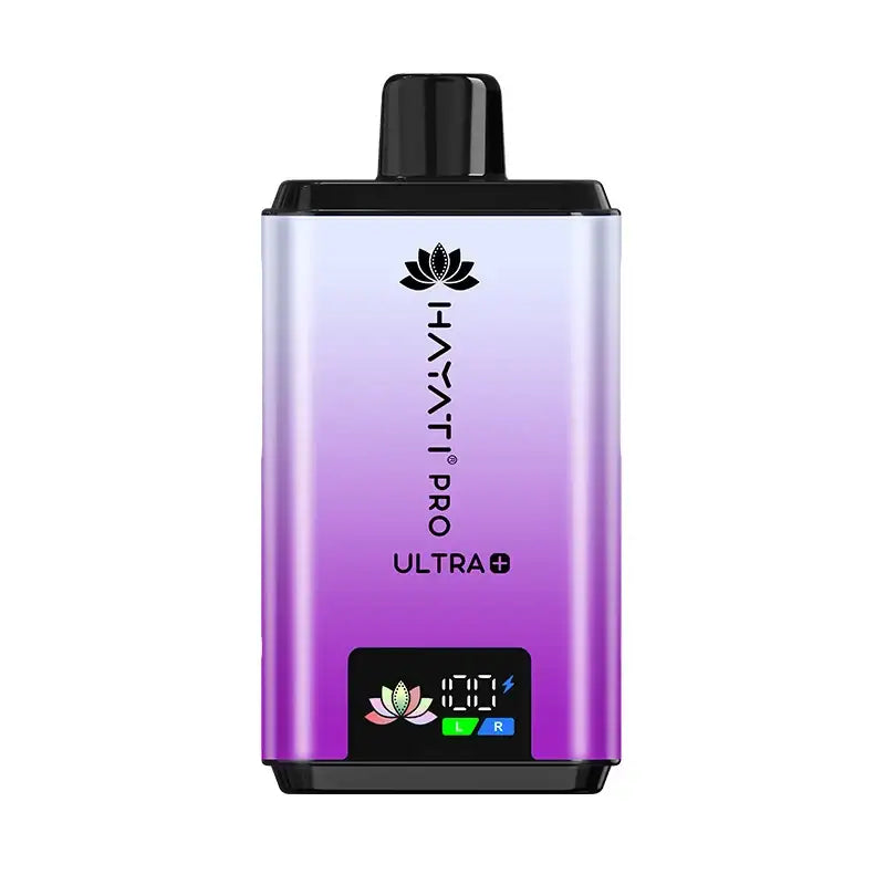Hayati Pro Ultra+ electronic device with a gradient purple and white design on a white background