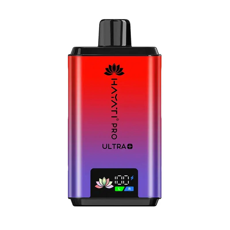 Gradient red to purple electronic device with 'Hayati Pro ultra'