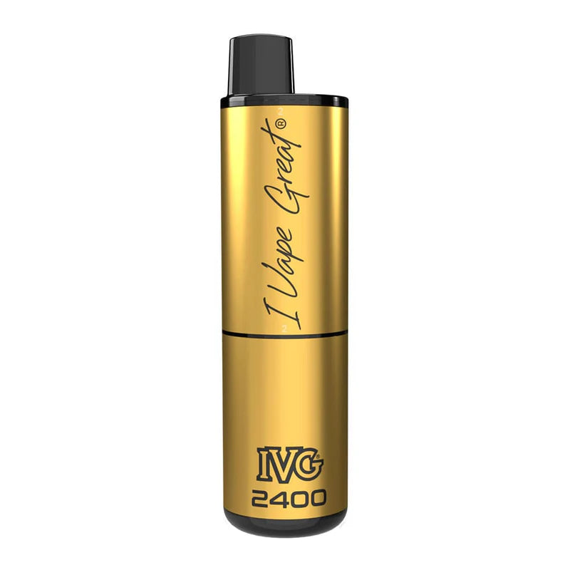 Gold vape device with 'I Vape Great' branding on a white background
