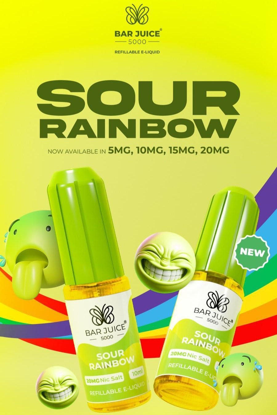 Bar juice 5000 nic salts  sour rainbow