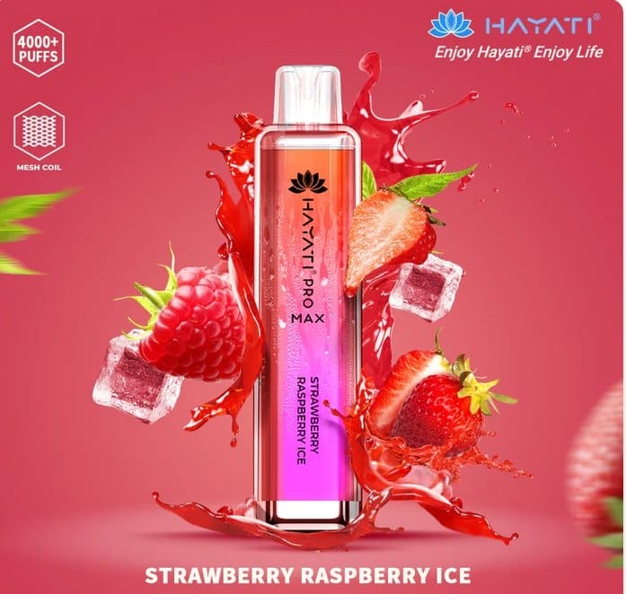 strawberry raspberry ice hayati pro max 4000 disposable vape puff box of 10 